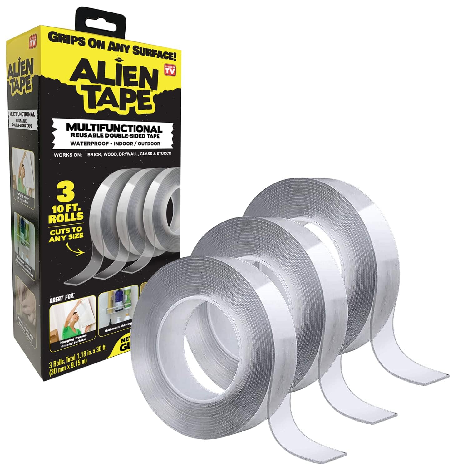 230816082133538_1 Alientape Nano Double Sided Tape, Multipurpose Removable Adhesive Transparent Grip Mounting Tape Washable Strong Sticky Heavy Duty for Carpet Photo Frame Poster Décor As Seen On TV - Image 1